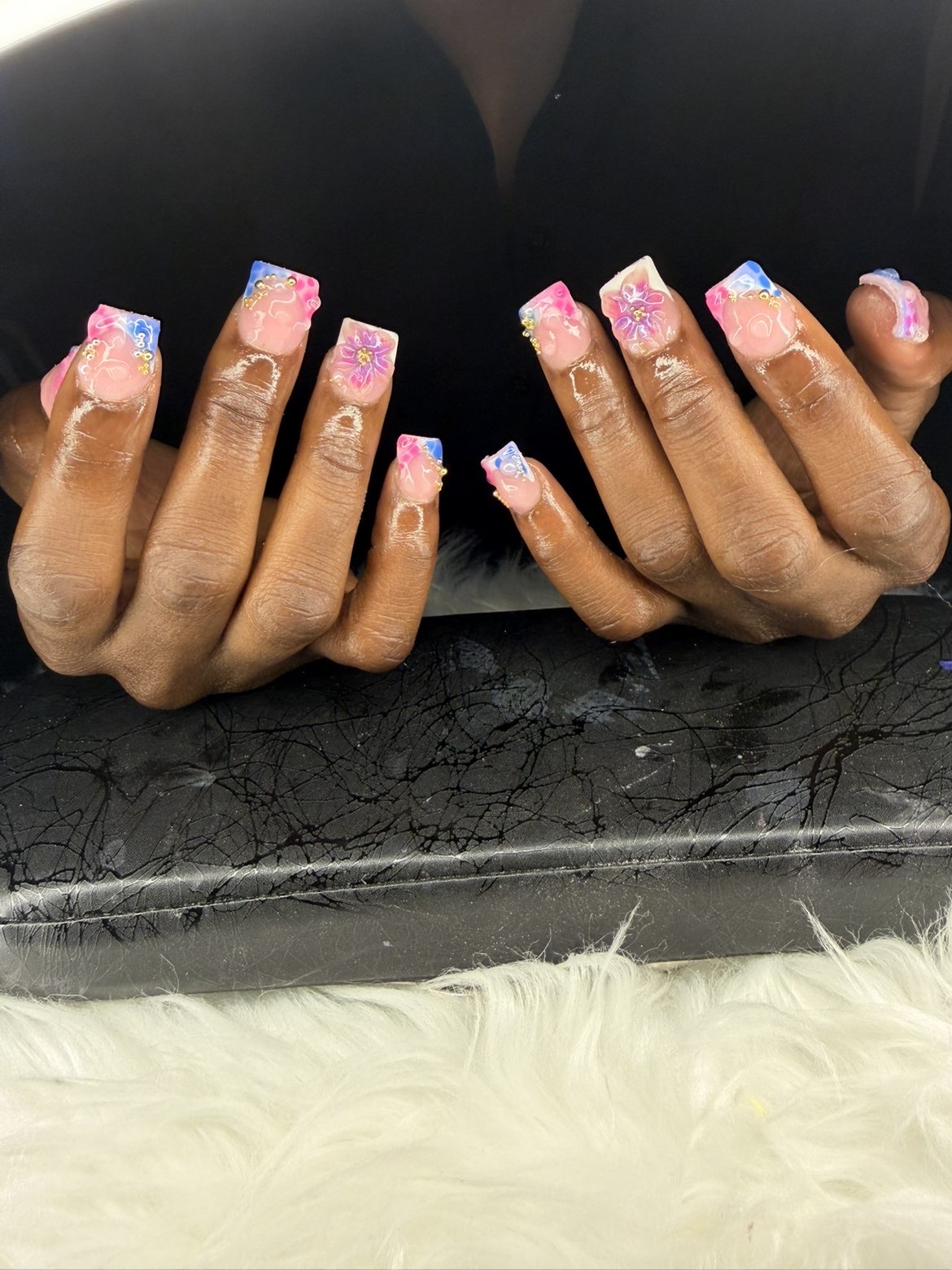 Pink & blue floral square set